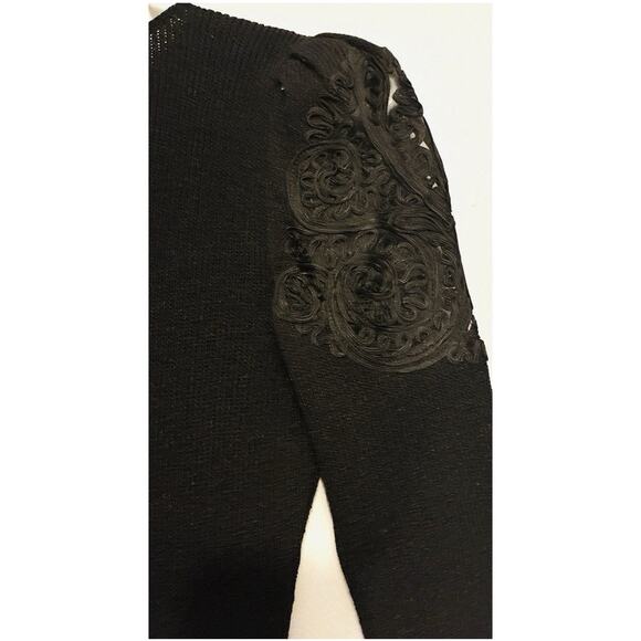 Vtg Saks Fifth Ave Pat Sandler Wlmre Sz 41960 Black Boucle Knit Emb Sweater Drs - Picture 6 of 6